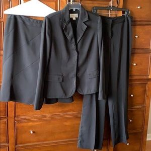 Three piece black suit with matching pants/skirt
